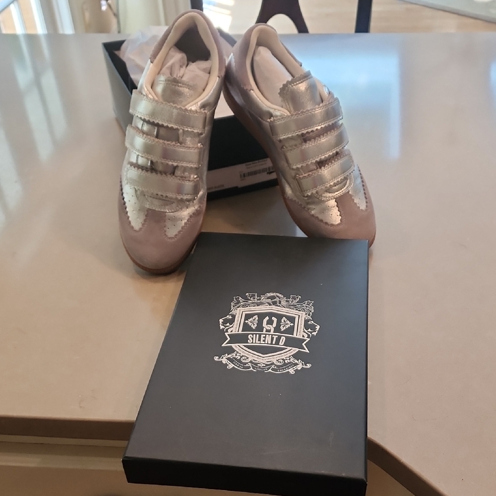Women's Silver and Pink Sneakers